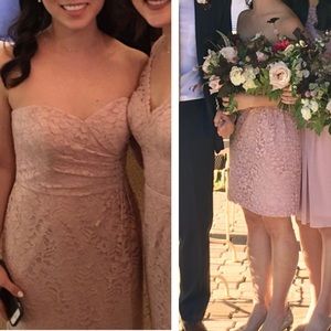 Davids Bridal Sleeveless Lace Dress in Cameo